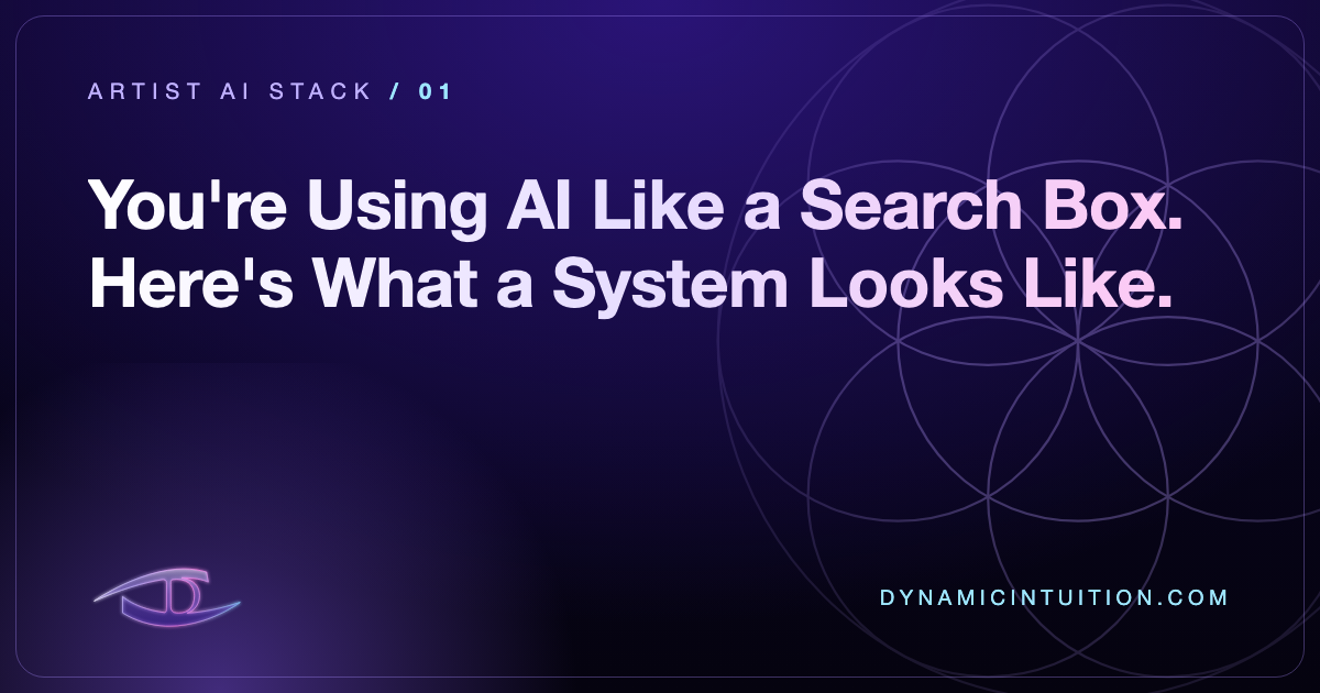 Artist AI Stack blog card: You're Using AI Like a Search Box. Here's What a System Looks Like.