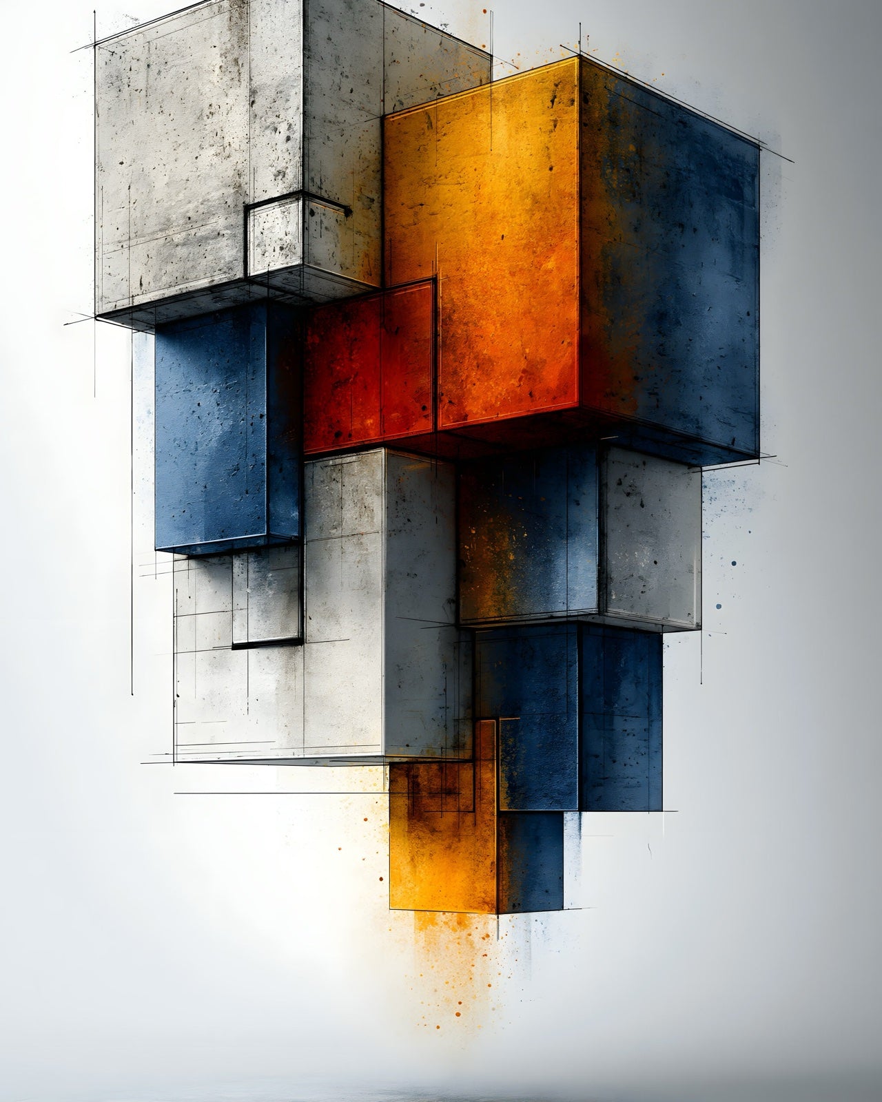 Abstract Cubes printable wall art digital download preview
