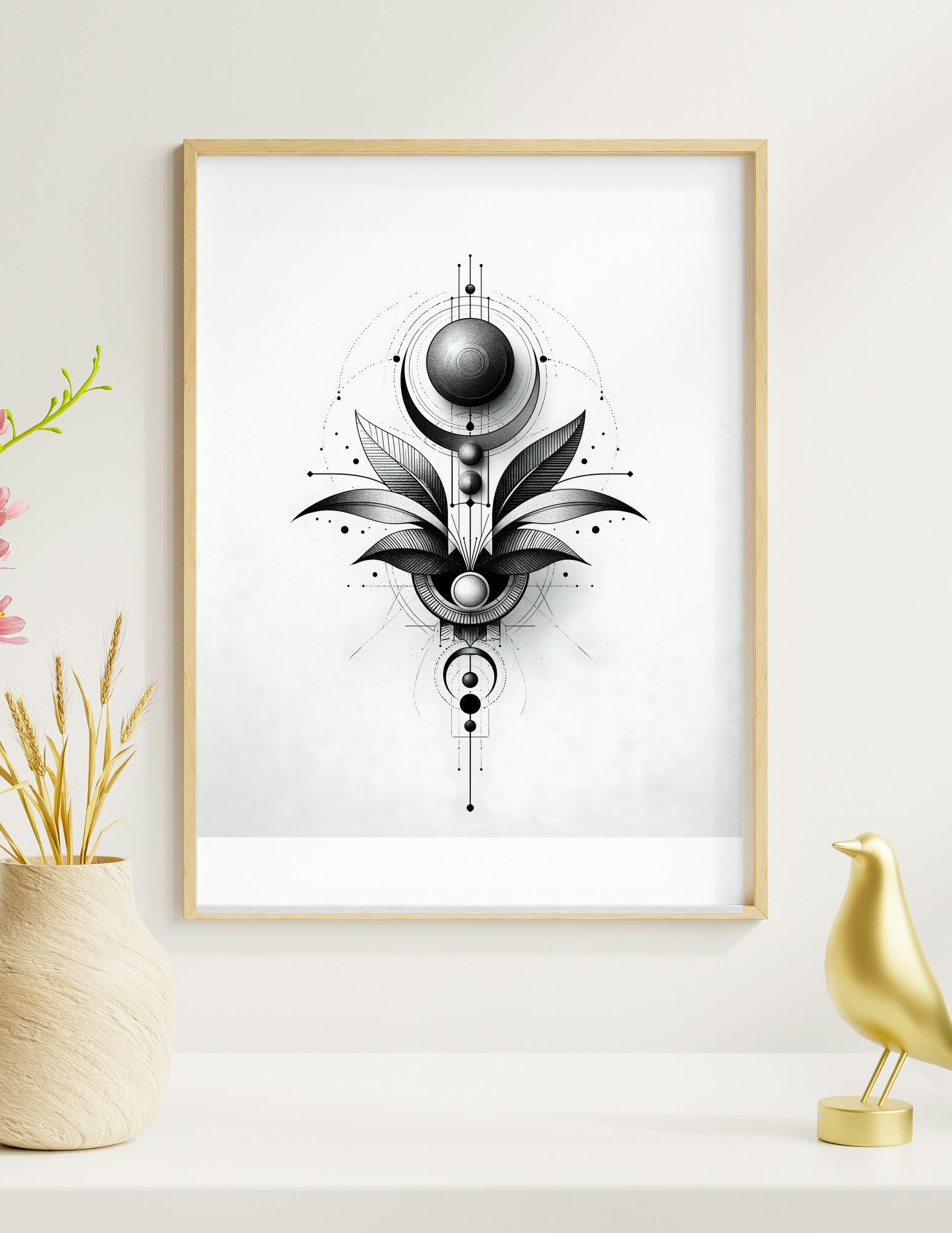 Celestial Geometry II framed room mockup