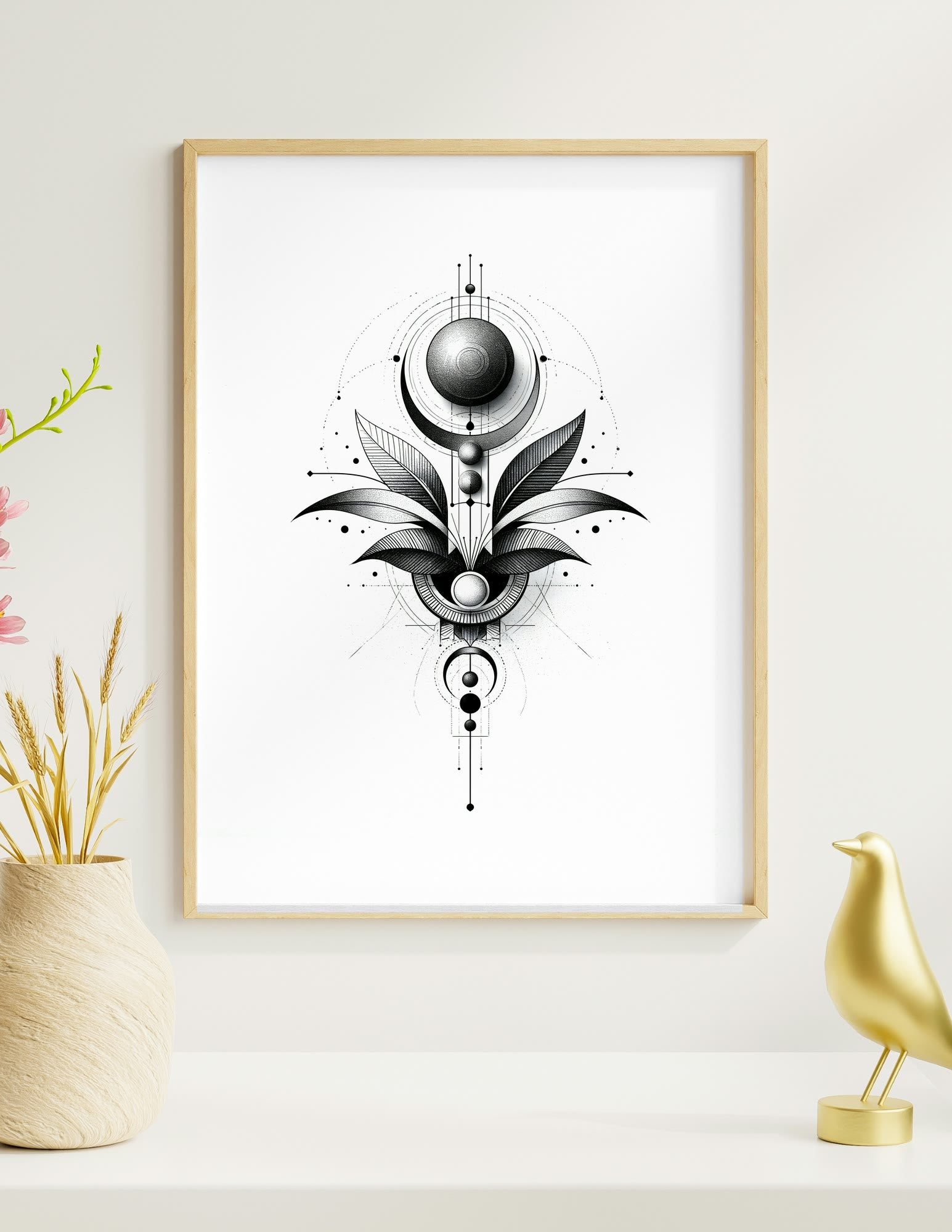 Celestial Geometry II framed room mockup