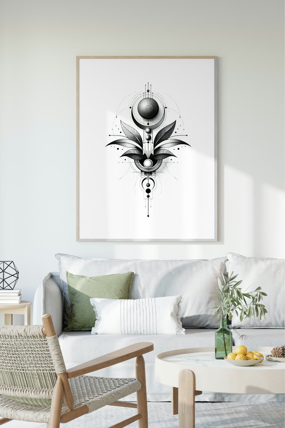 Celestial Geometry II framed room mockup