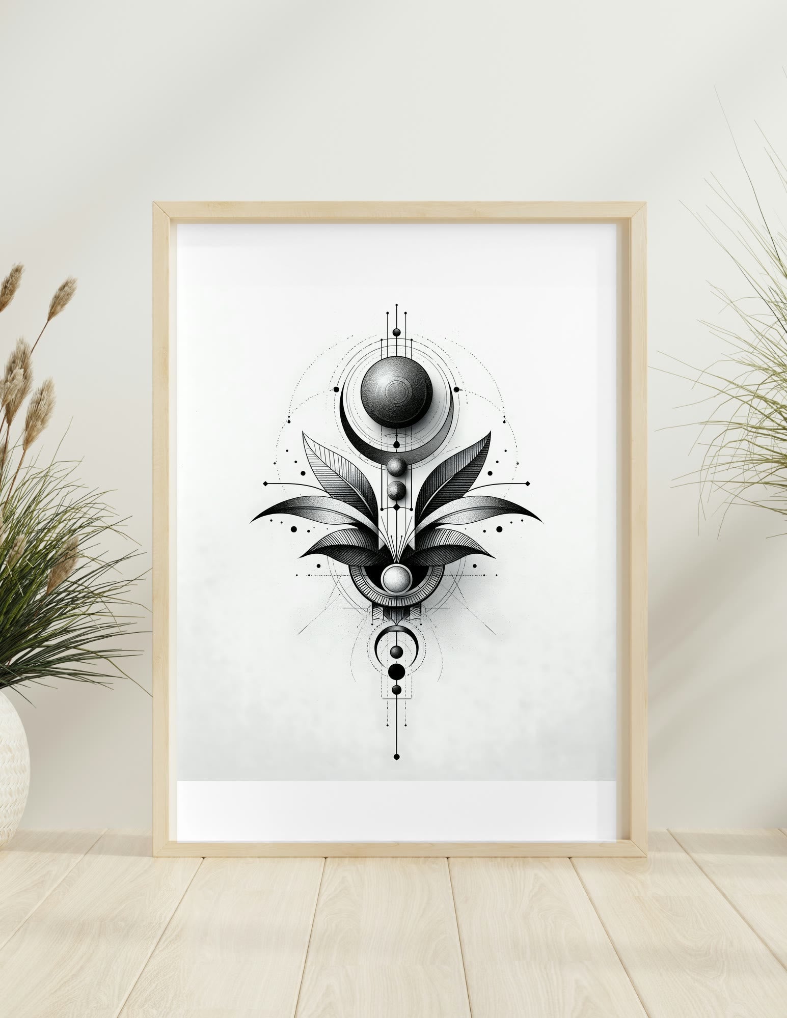 Celestial Geometry II framed room mockup