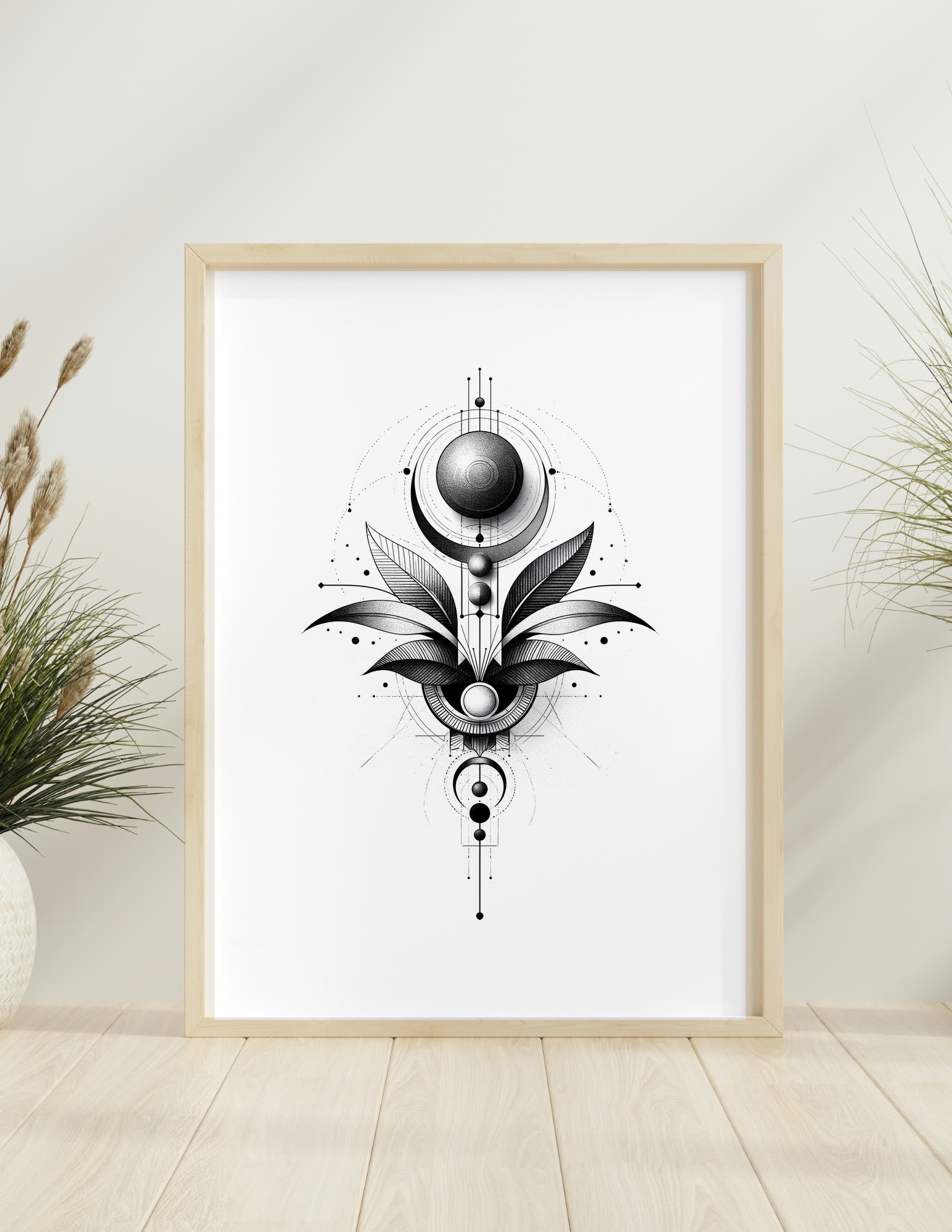Celestial Geometry II framed room mockup