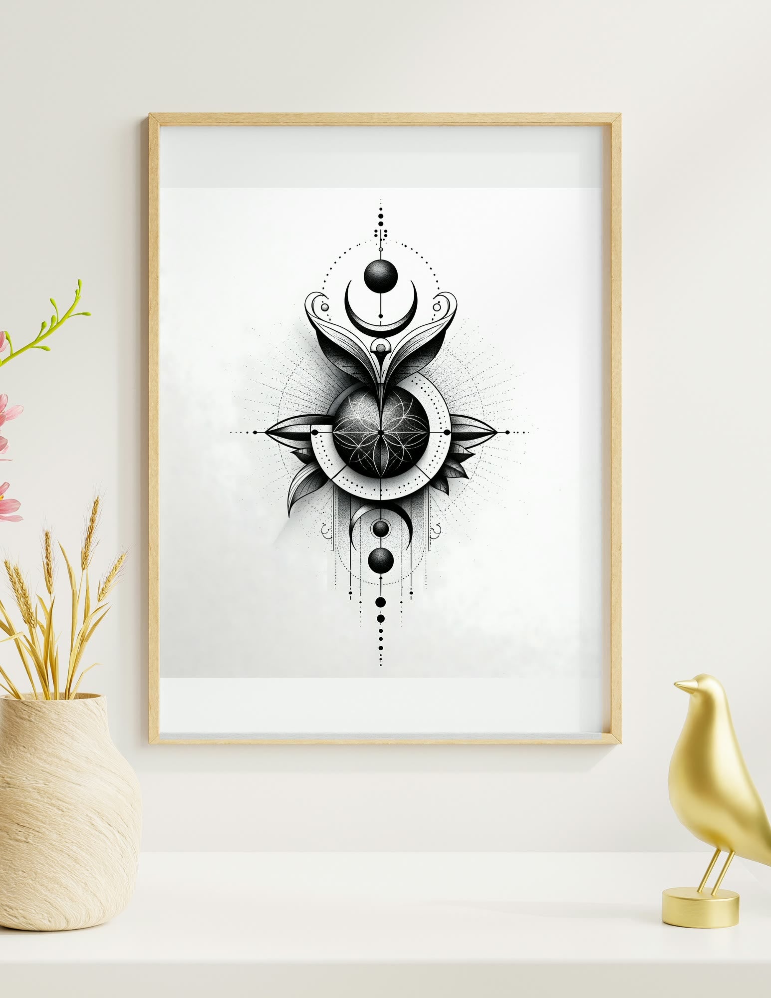 Celestial Geometry III framed room mockup