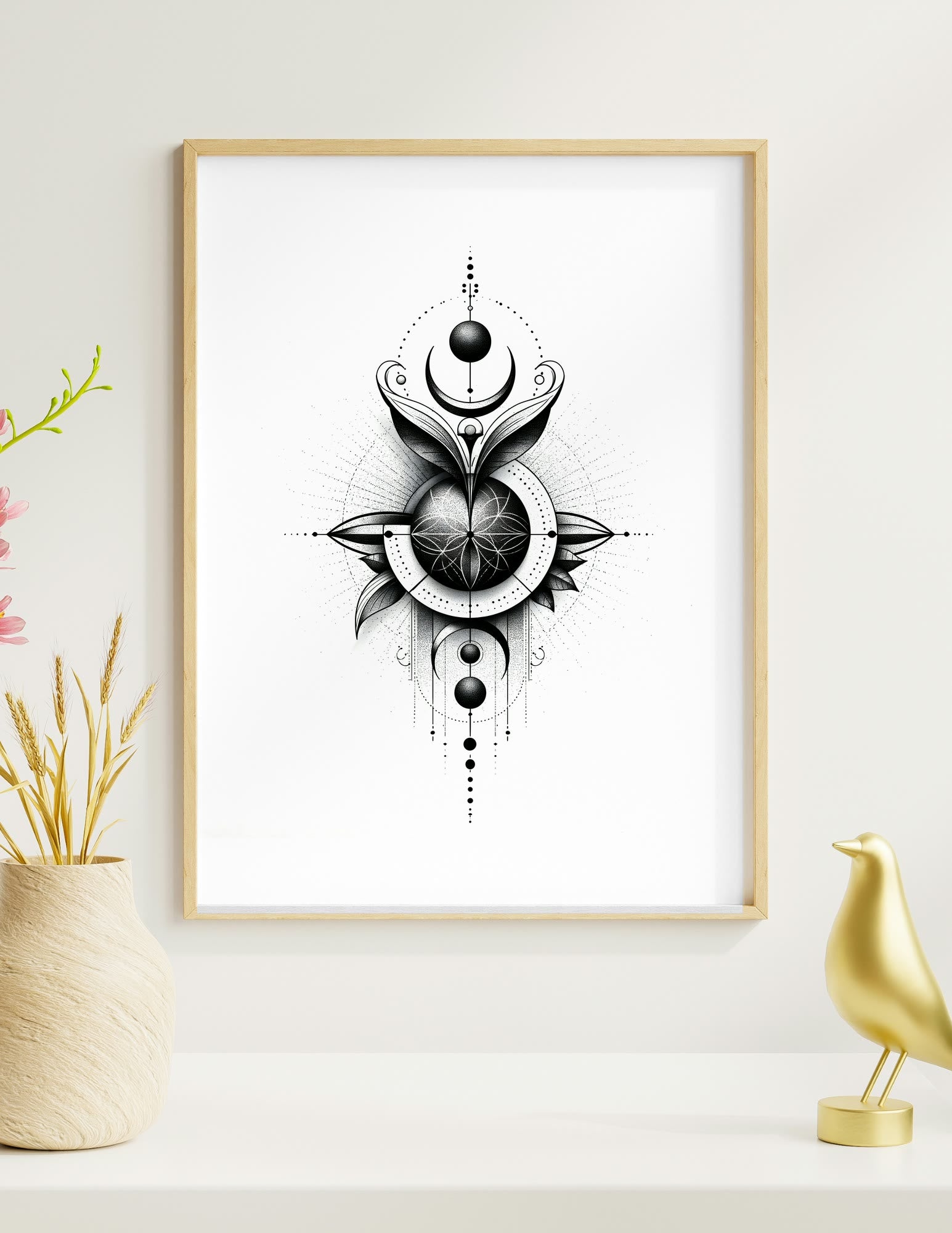 Celestial Geometry III framed room mockup