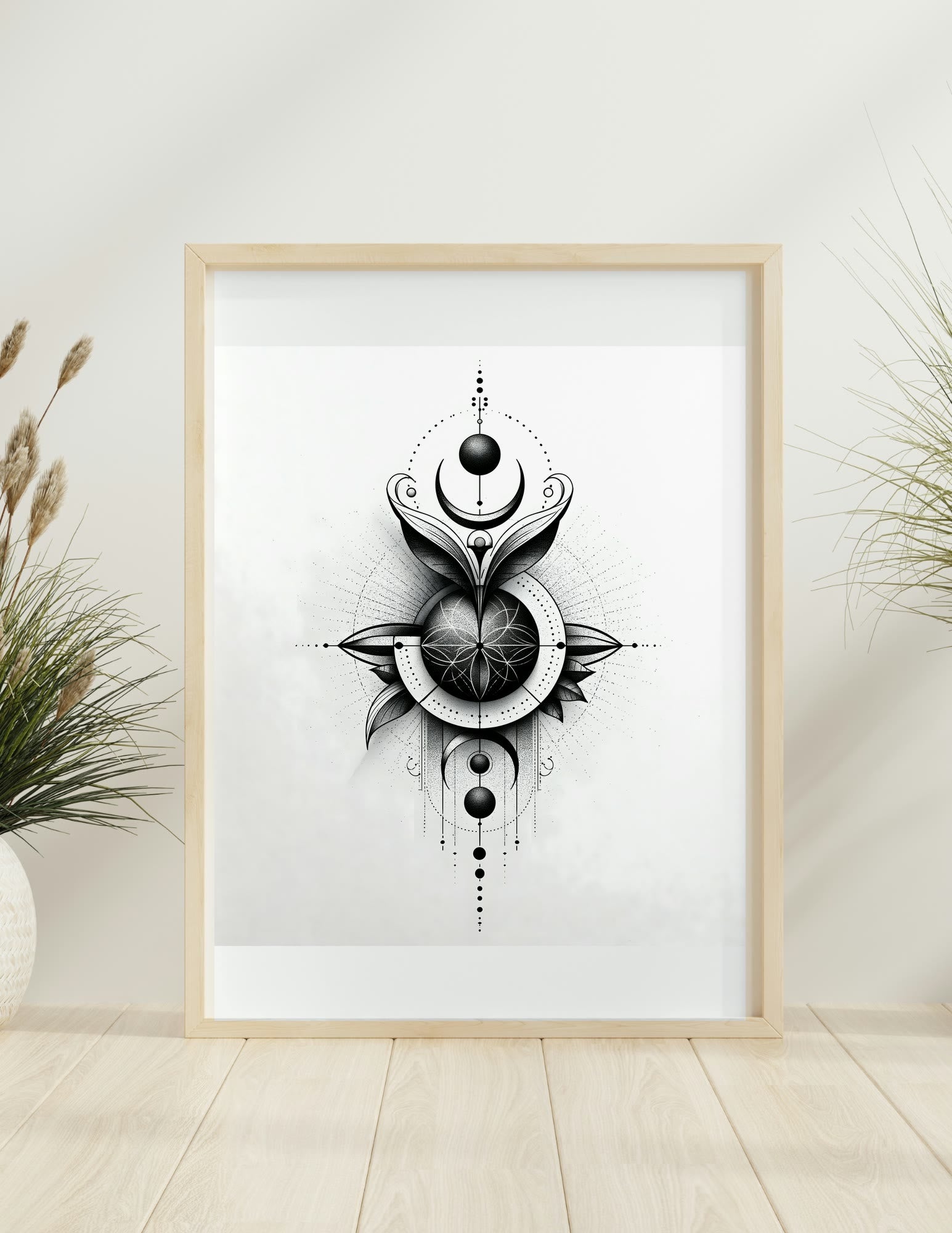 Celestial Geometry III framed room mockup