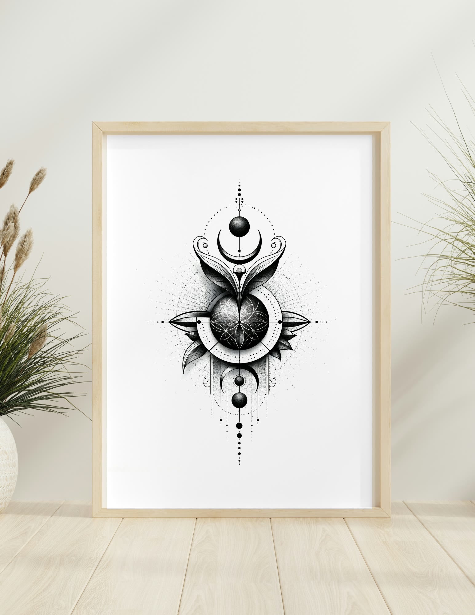 Celestial Geometry III framed room mockup