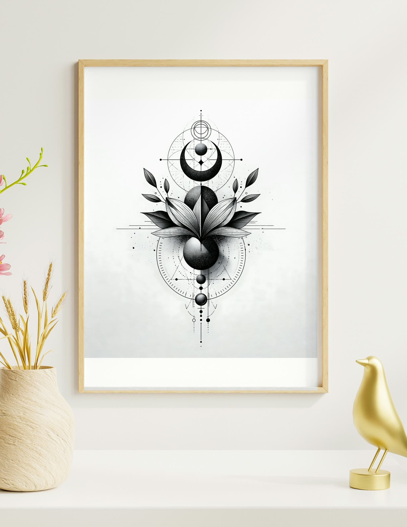 Celestial Geometry IV framed room mockup