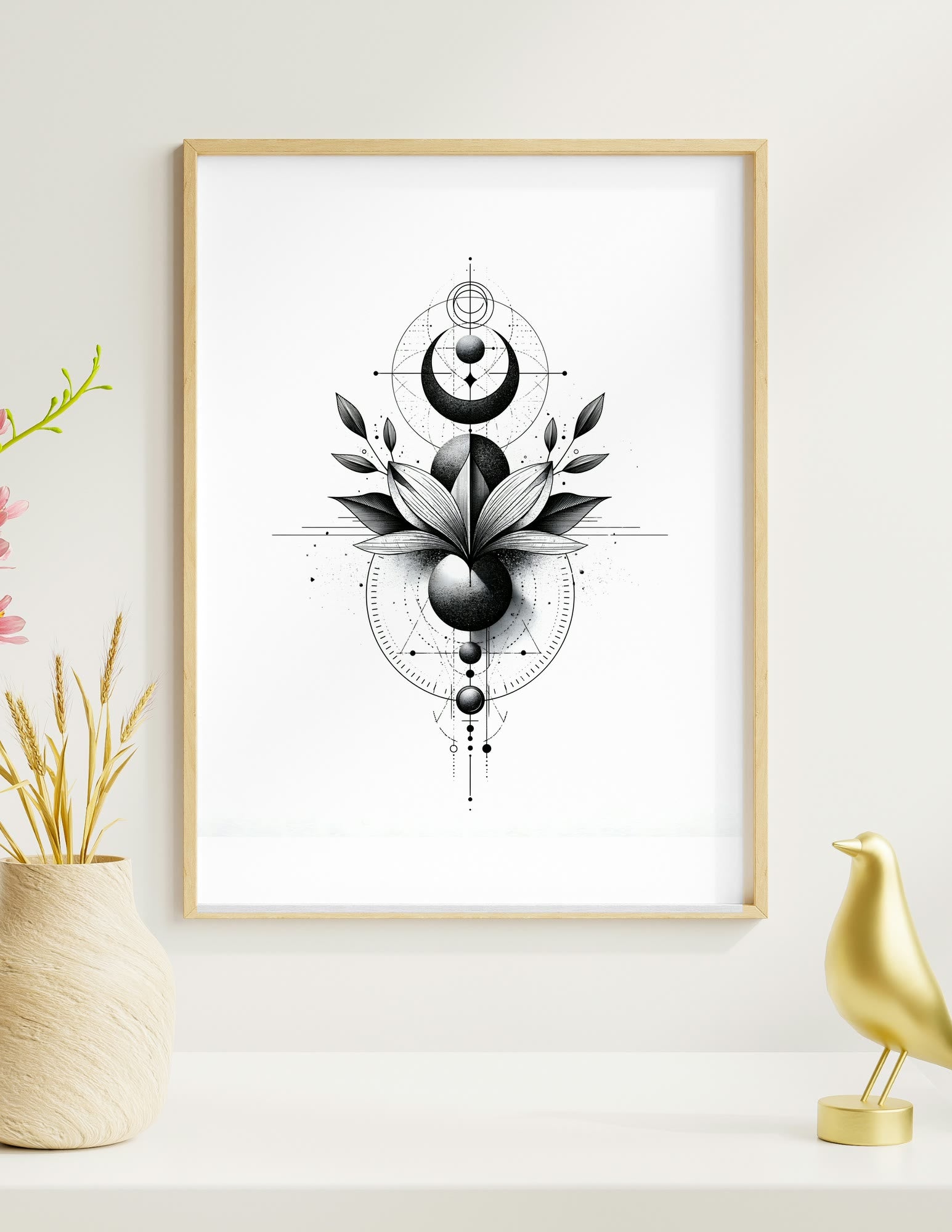 Celestial Geometry IV framed room mockup