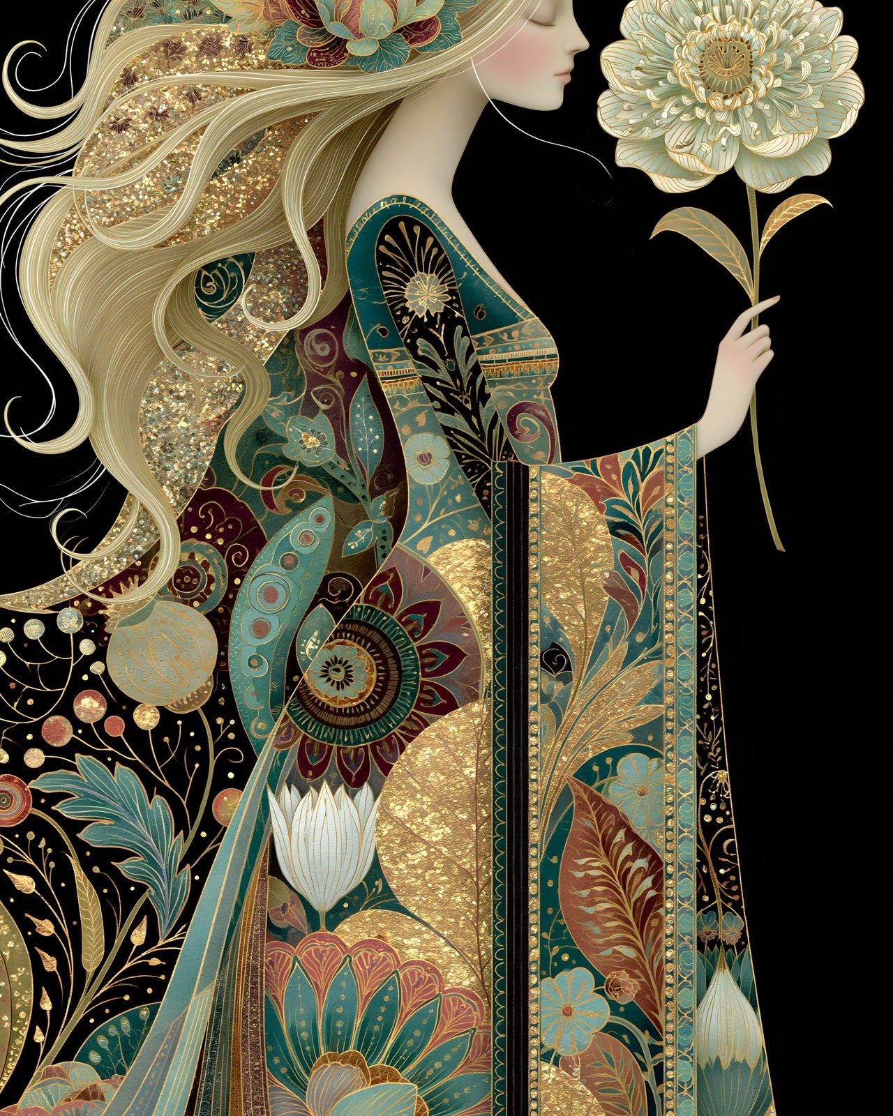 Flower Maiden printable wall art digital download preview