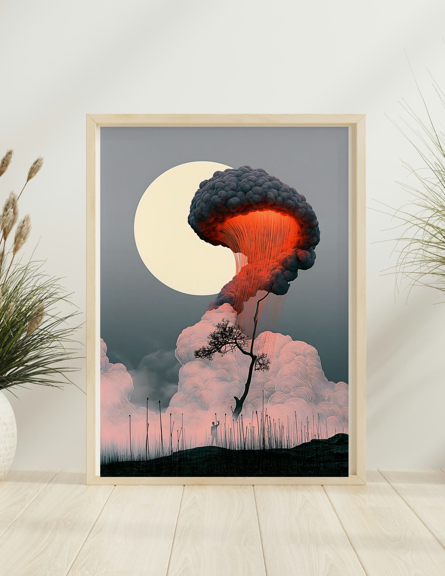 Moonlit Eruption framed room mockup