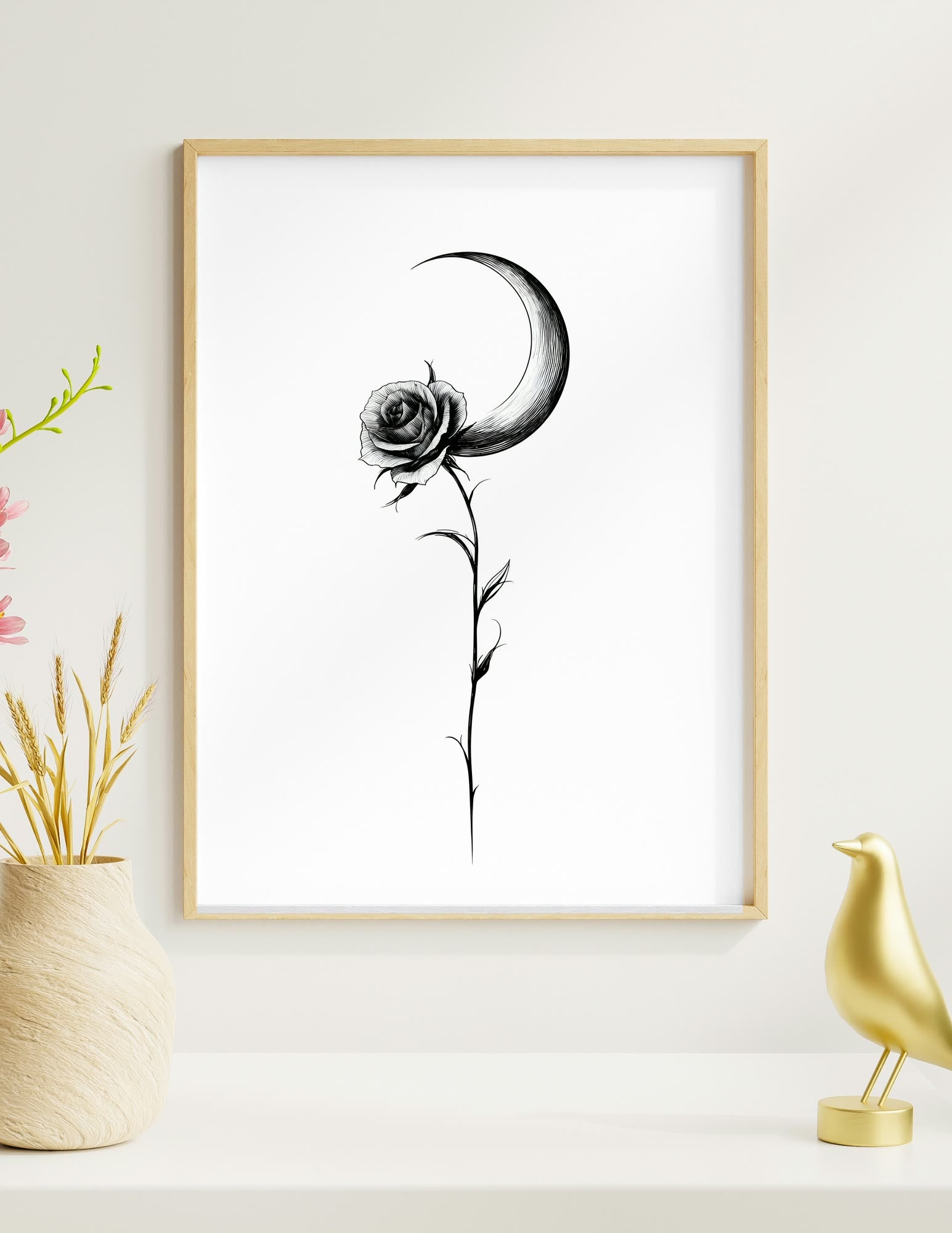 Moonlit Rose framed room mockup