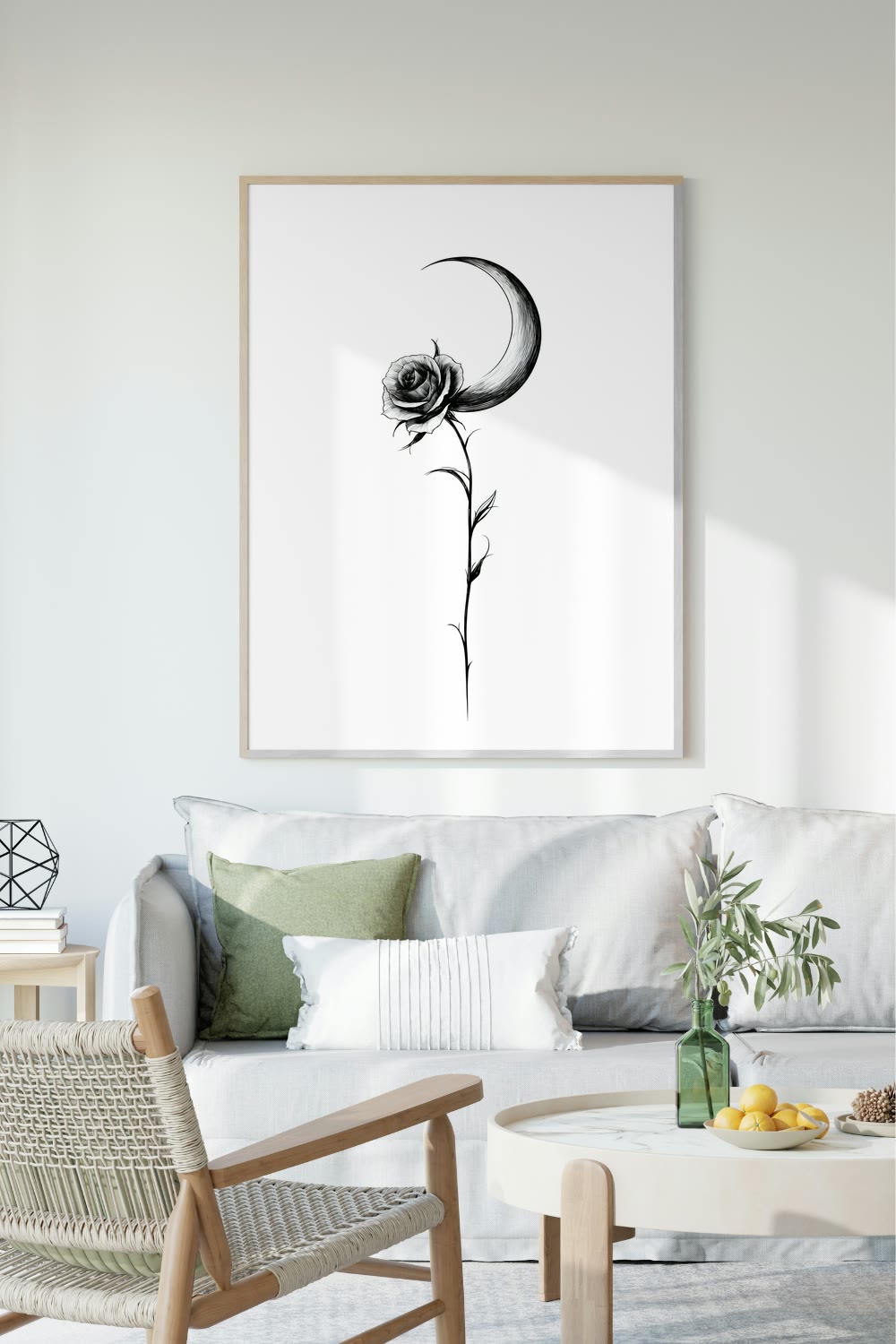 Moonlit Rose framed room mockup