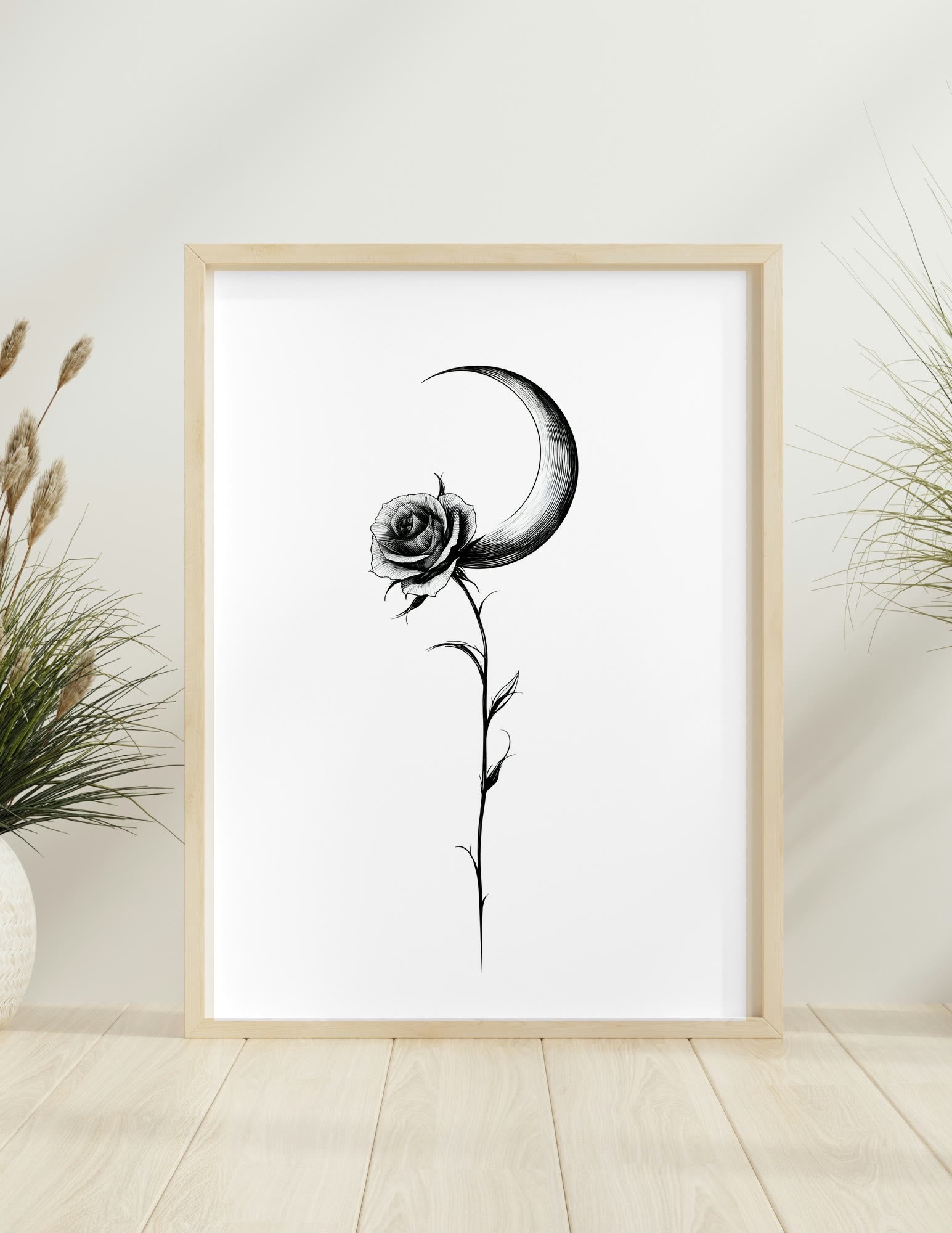 Moonlit Rose framed room mockup