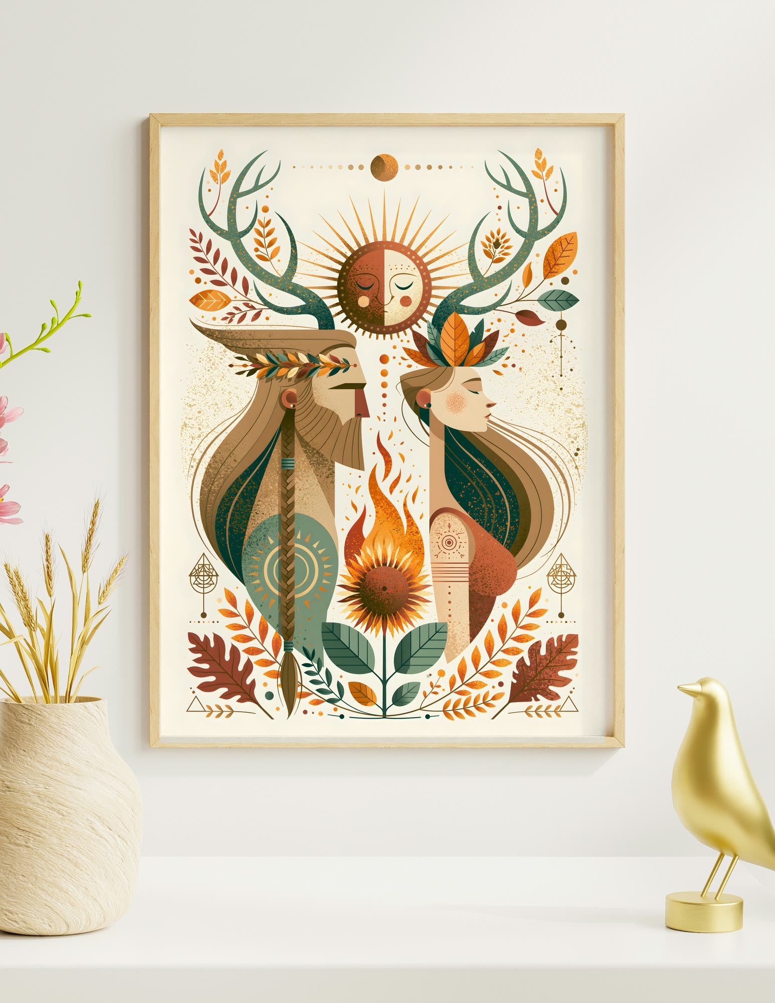 Sun and Flame framed room mockup