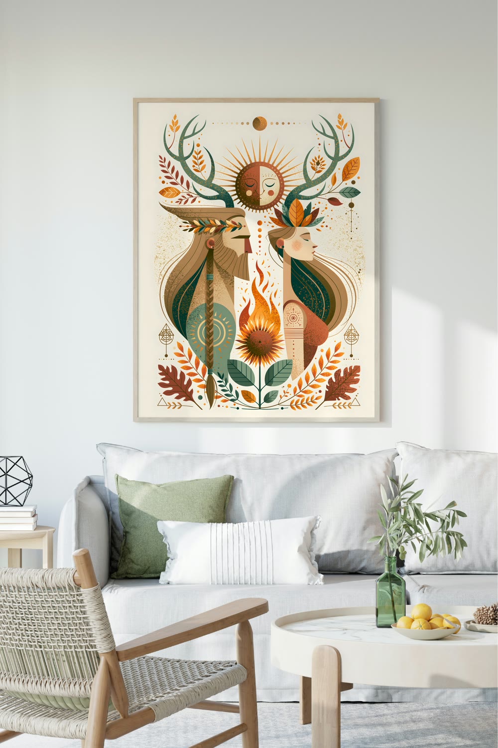 Sun and Flame framed room mockup