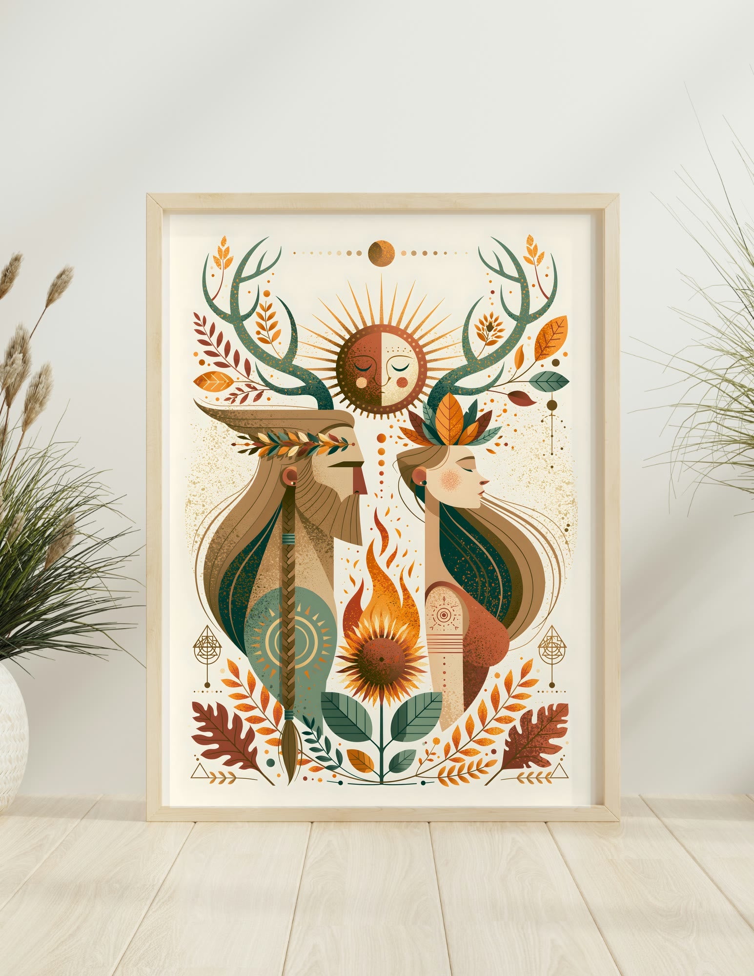 Sun and Flame framed room mockup