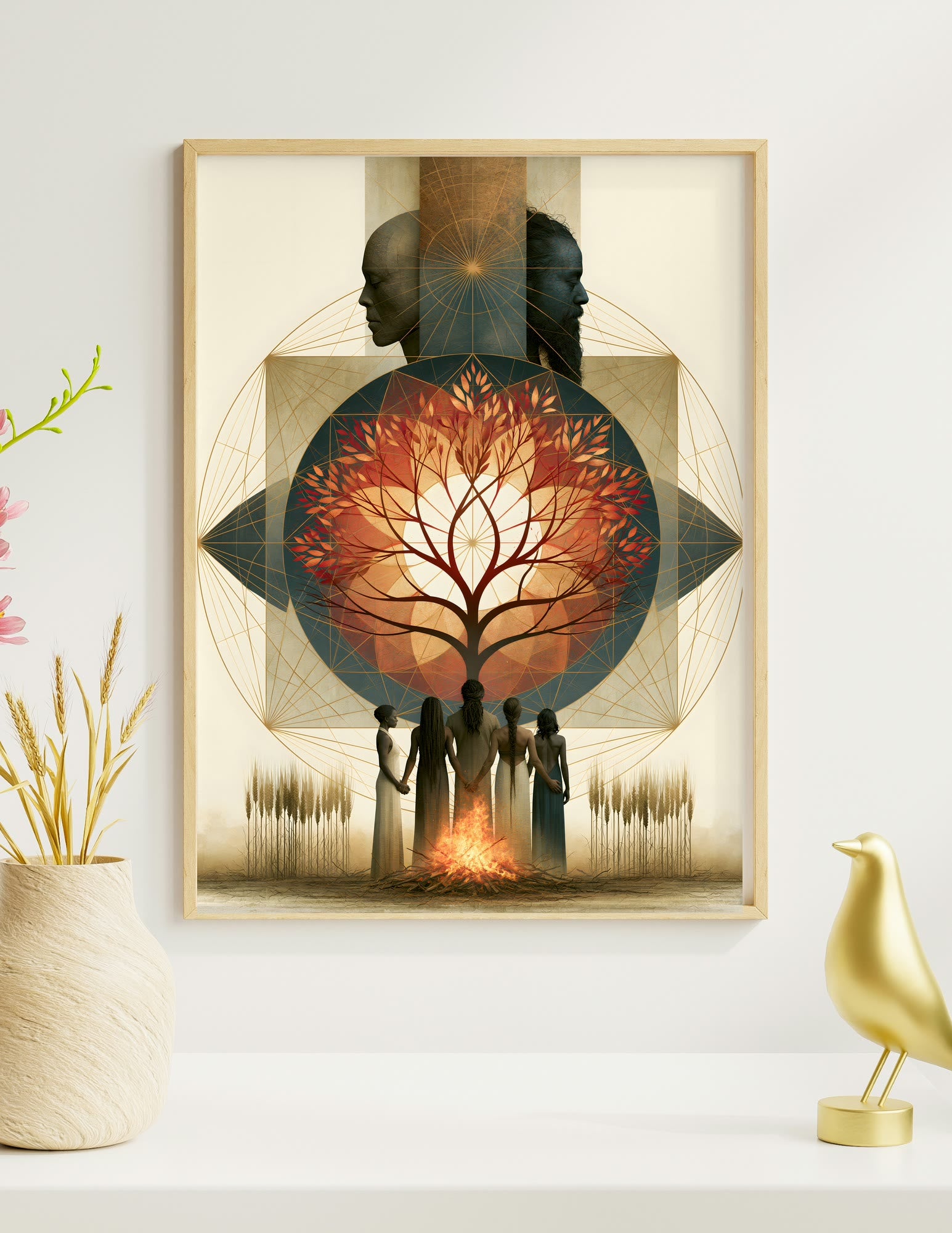 The First Harvest framed room mockup