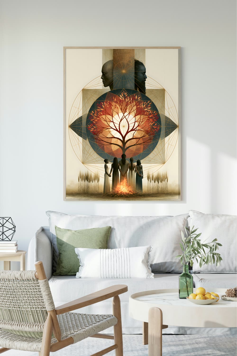 The First Harvest framed room mockup