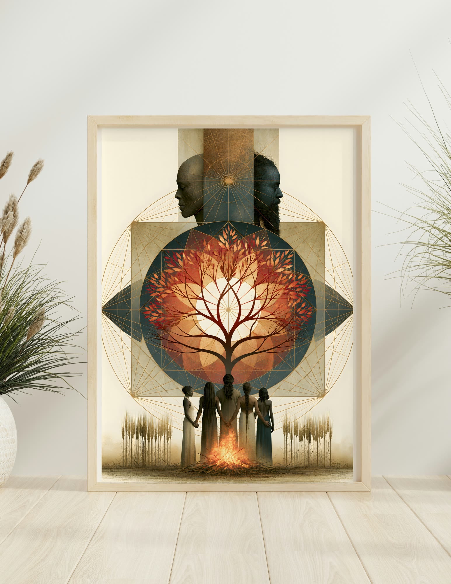 The First Harvest framed room mockup