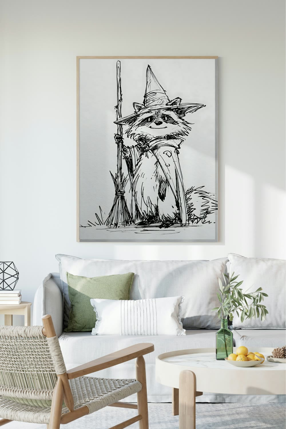 The Raccoon Witch framed room mockup