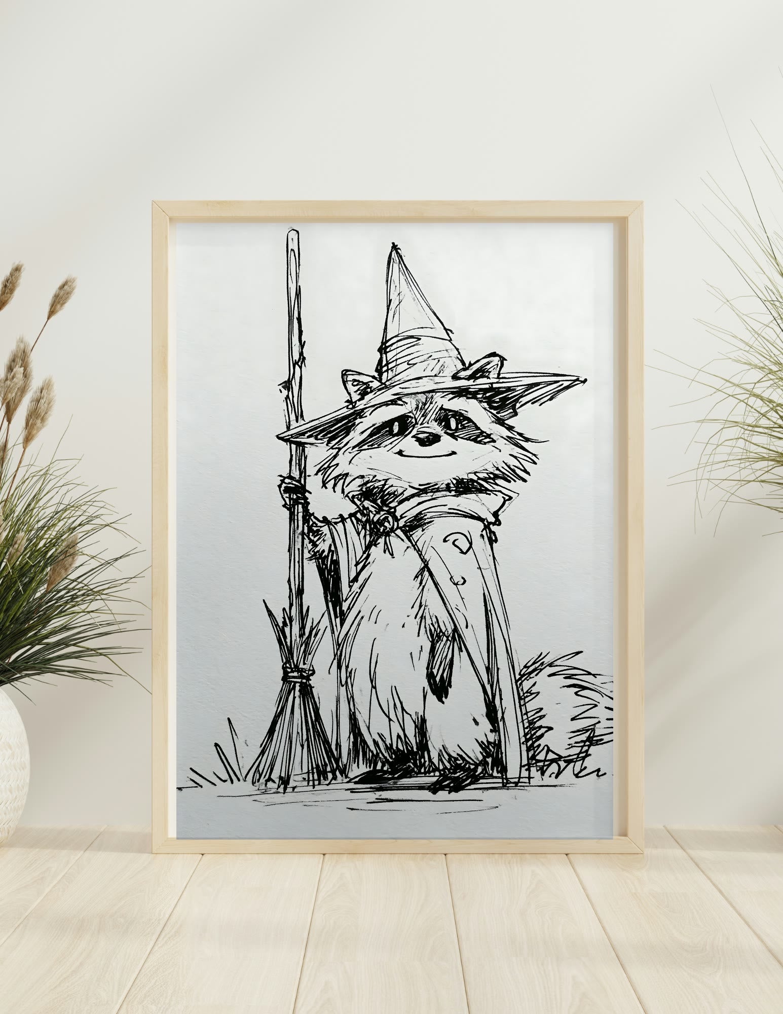 The Raccoon Witch framed room mockup