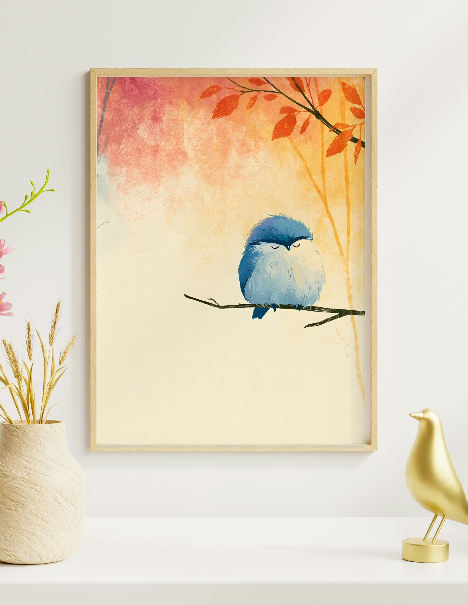 The Sleepy Bluebird framed room mockup