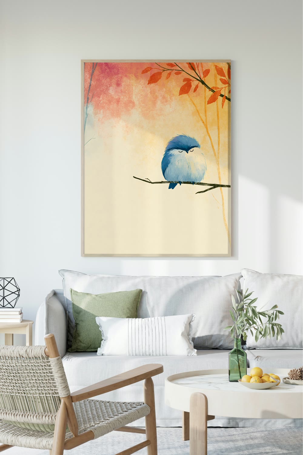 The Sleepy Bluebird framed room mockup