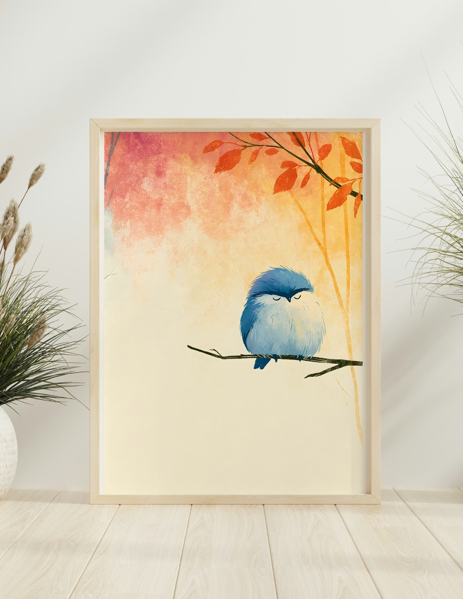 The Sleepy Bluebird framed room mockup