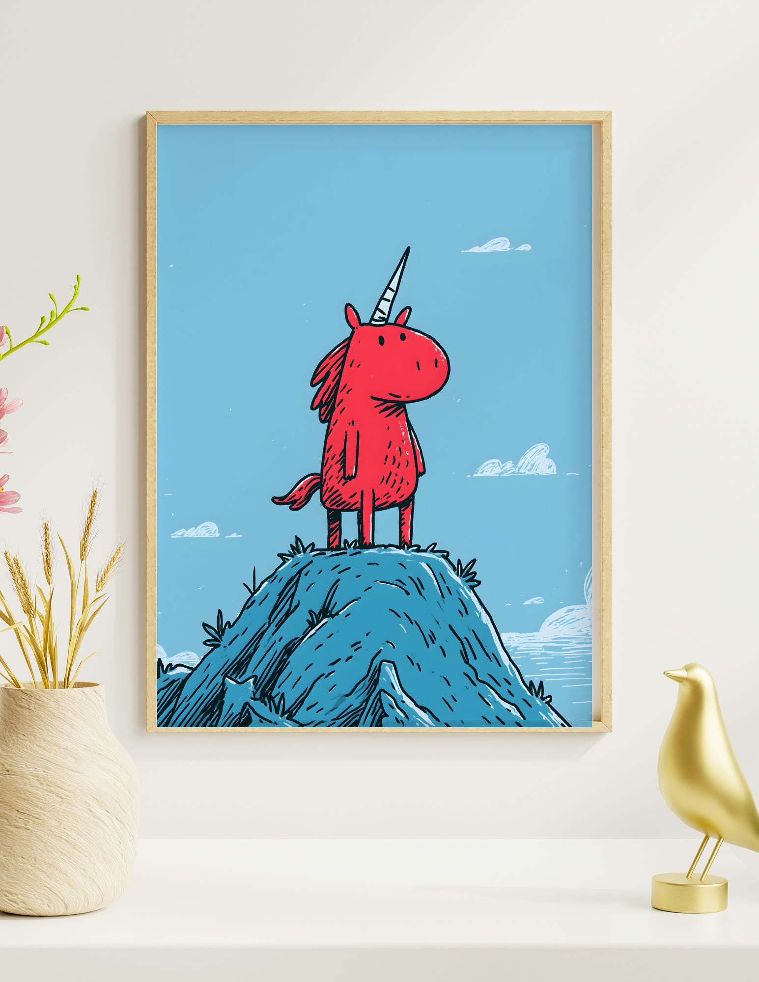 Unicorn on the Hill framed room mockup