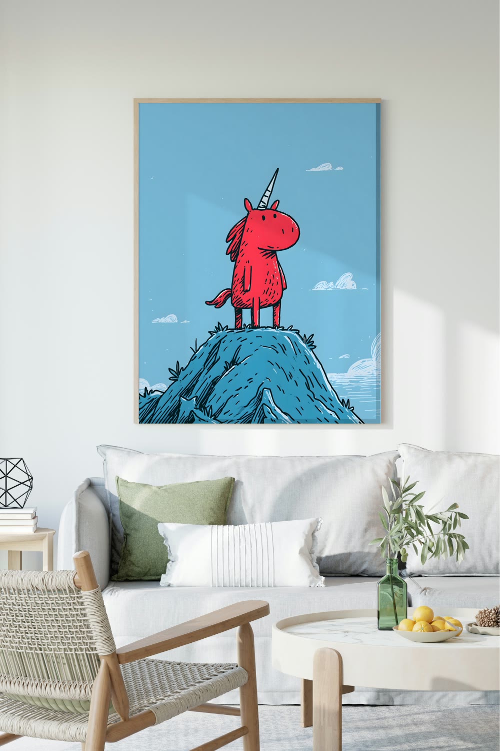 Unicorn on the Hill framed room mockup
